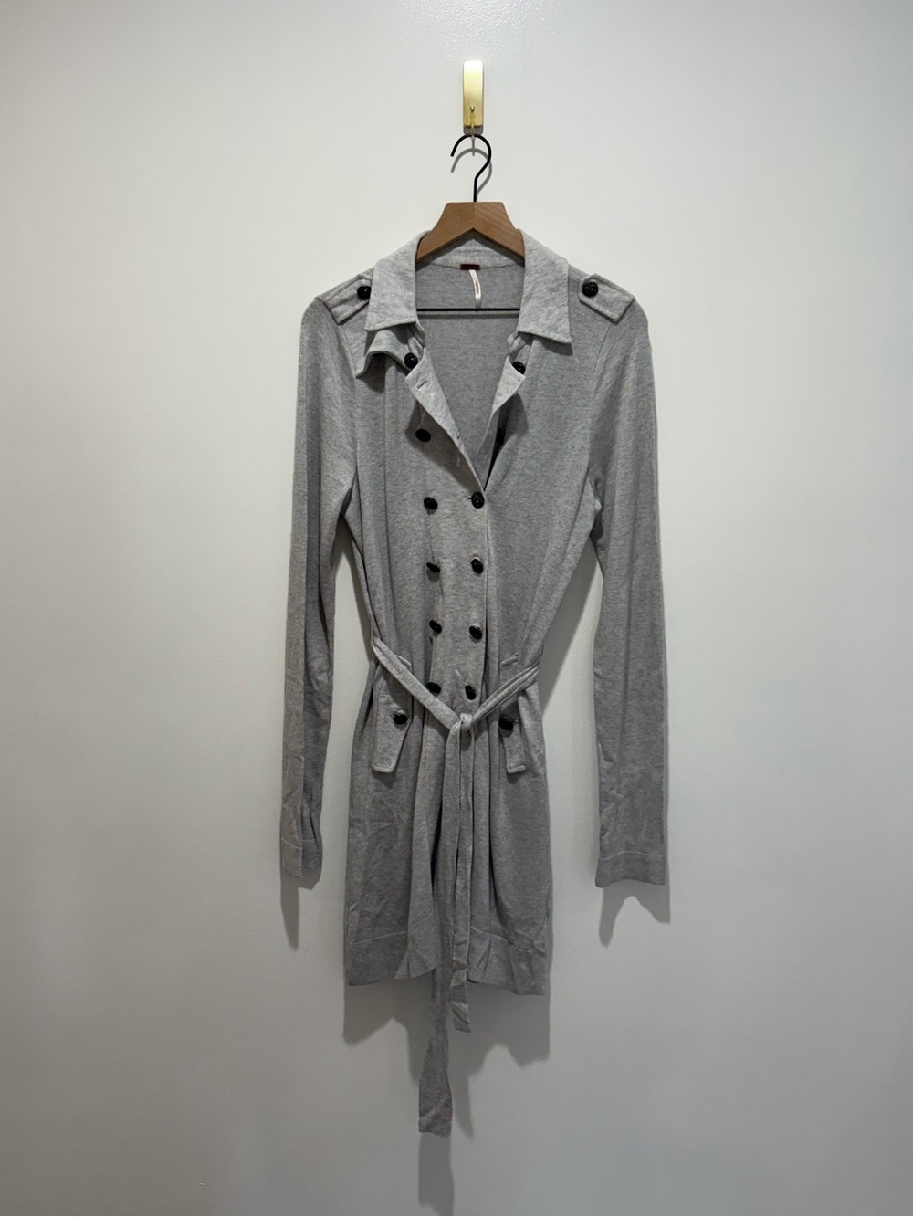 Free People Double Breasted Long Line Sweater